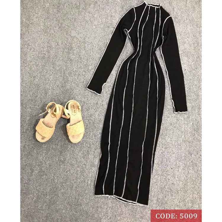 پیراهن آستین بلند رگه دوزی فانریپ کبریتی فری سایز ۳۶ تا ۴۴ در ۵ رنگ