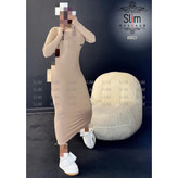 پیراهن تونیک ماکسی بلند یقه اسکی فری سایز 38 تا 42 به 44 جذب قد 127 آستین فینگری جنس فانریپ کبریتی