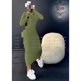 پیراهن تونیک ماکسی بلند یقه اسکی فری سایز 38 تا 42 به 44 جذب قد 127 آستین فینگری جنس فانریپ کبریتی