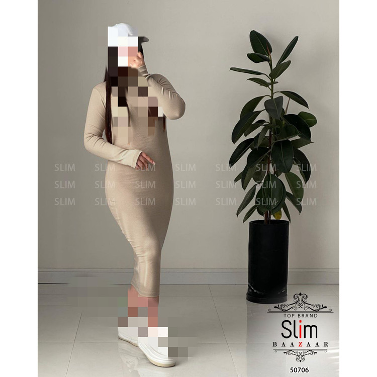 پیراهن تونیک ماکسی بلند یقه اسکی فری سایز 38 تا 42 به 44 جذب قد 127 آستین فینگری جنس فانریپ کبریتی