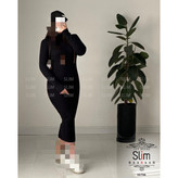 پیراهن تونیک ماکسی بلند یقه اسکی فری سایز 38 تا 42 به 44 جذب قد 127 آستین فینگری جنس فانریپ کبریتی