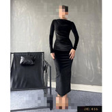 ماکسی تونیک پیراهن بلند مخمل کره ای فری سایز ۳۶ تا ۴۶ قد ۱۳۵