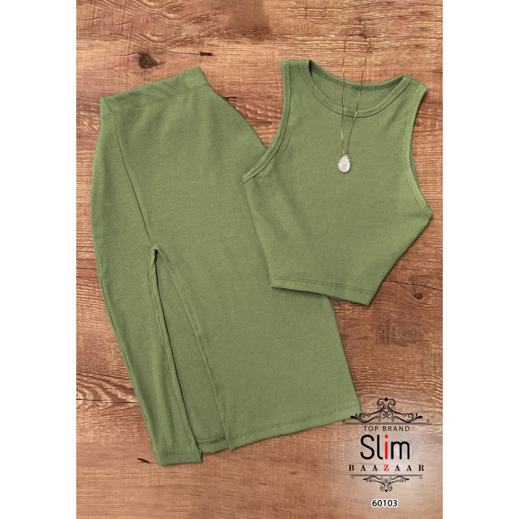 ست کراپ نیمتنه تاپ دامن چاکدار فانریپ کبریتی فری سایز ۳۸ تا ۴۲