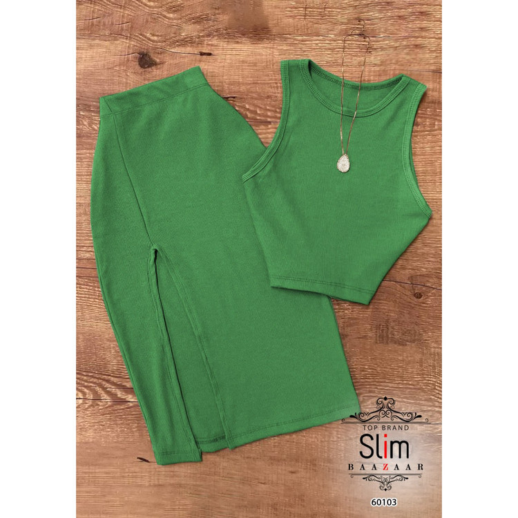 ست کراپ نیمتنه تاپ دامن چاکدار فانریپ کبریتی فری سایز ۳۸ تا ۴۲