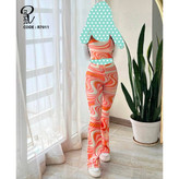 ست تاپ کراپ نیمتنه و شلوار هاوایی جنس کشی فری سایز ۳۶ تا ۴۴