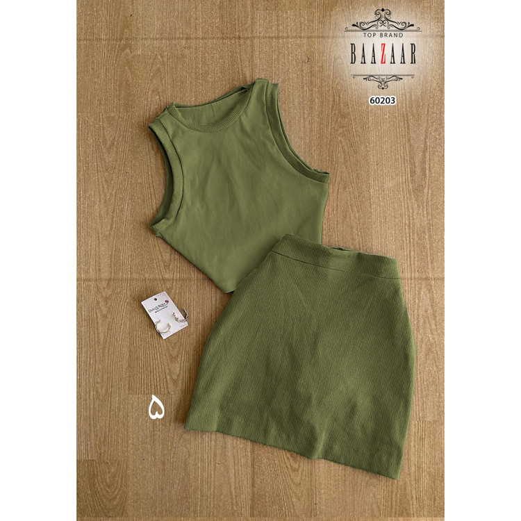 ست کراپ تاپ نیمتنه و دامن تنیسی فانریپ کبریتی فری سایز ۳۸ تا ۴۲