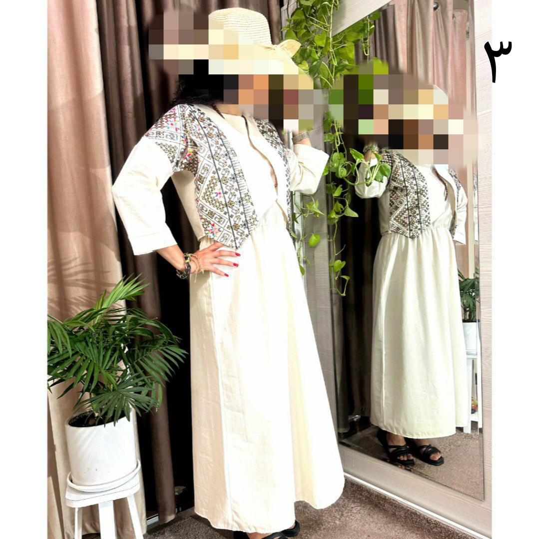 ست ماکسی پیراهن ساحلی  و کت خرجکار سوزن دوزی شده فری سایز ۳۸ تا ۴۴