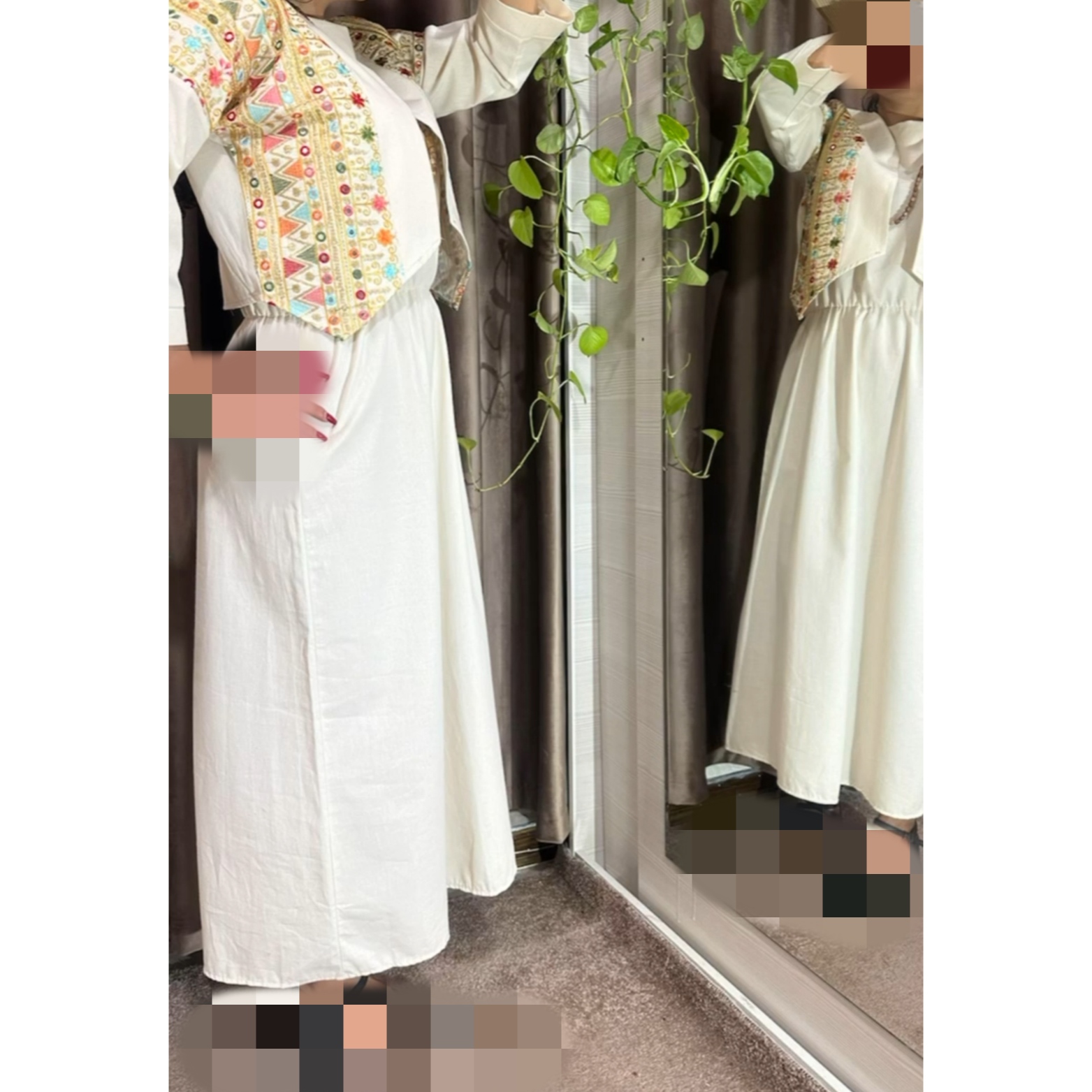 ست ماکسی پیراهن ساحلی  و کت خرجکار سوزن دوزی شده فری سایز ۳۸ تا ۴۴