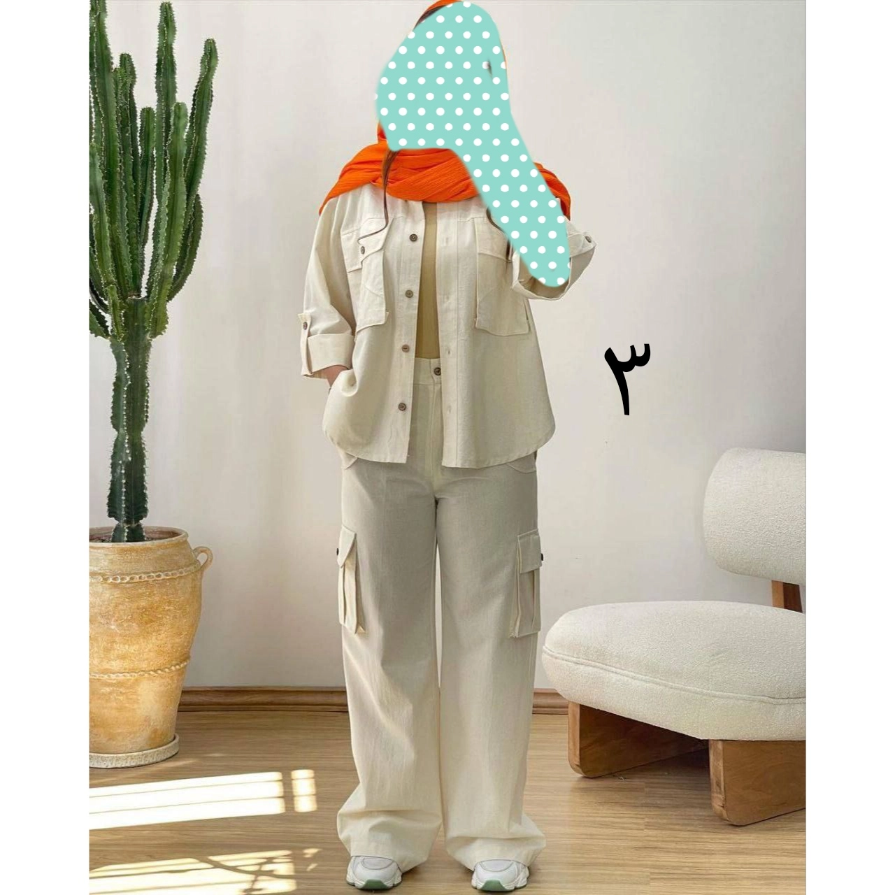 ست کت شومیز مانتو شومیزی و شلوار کارگو لنین فری سایز ۳۸ تا ۴۲