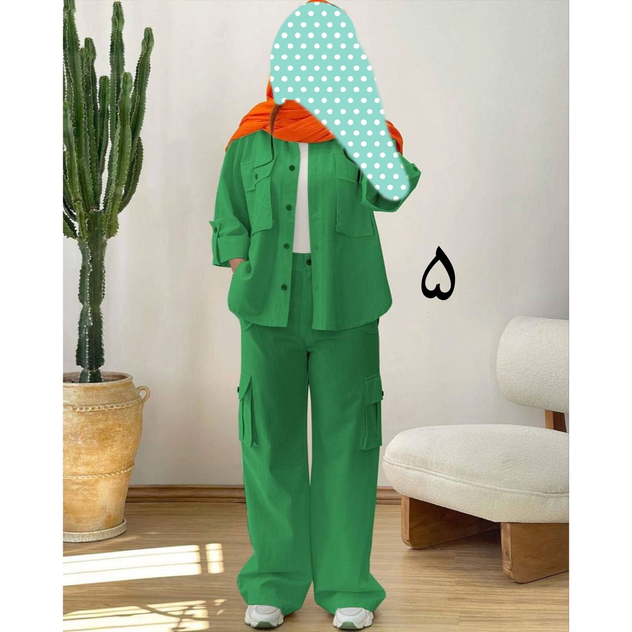 ست کت شومیز مانتو شومیزی و شلوار کارگو لنین فری سایز ۳۸ تا ۴۲