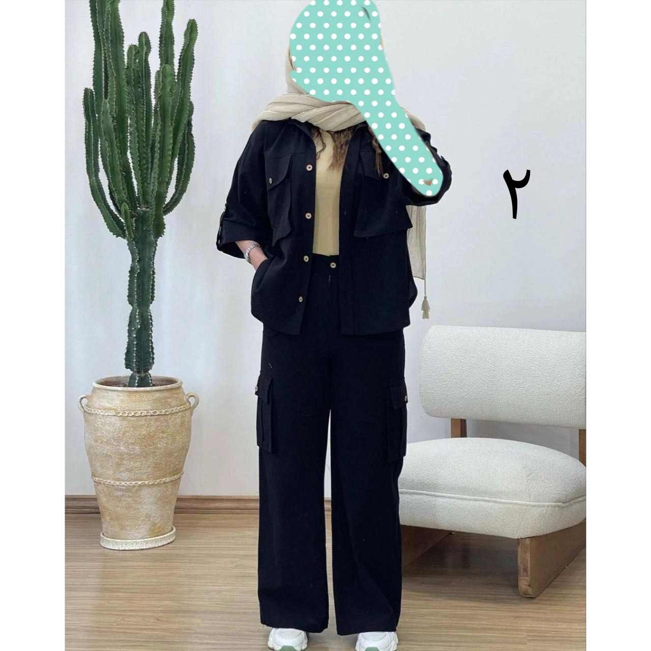 ست کت شومیز مانتو شومیزی و شلوار کارگو لنین فری سایز ۳۸ تا ۴۲