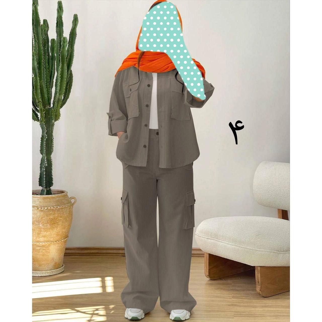 ست کت شومیز مانتو شومیزی و شلوار کارگو لنین فری سایز ۳۸ تا ۴۲