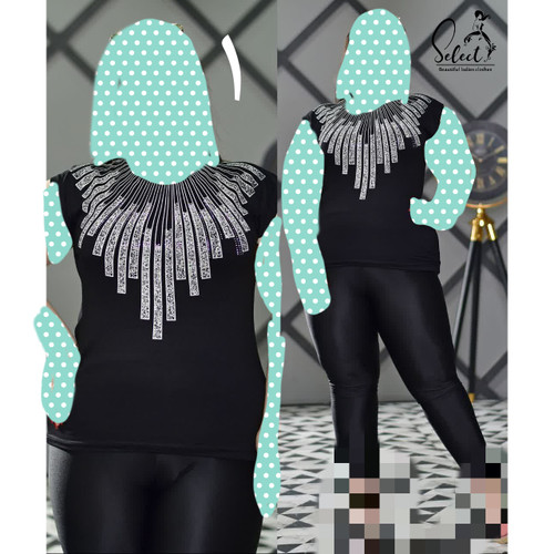 تاپ نگین کاری ویسکوز نگین کاری فری سایز ۴۰ تا ۵۲ قد حدود ۶۷