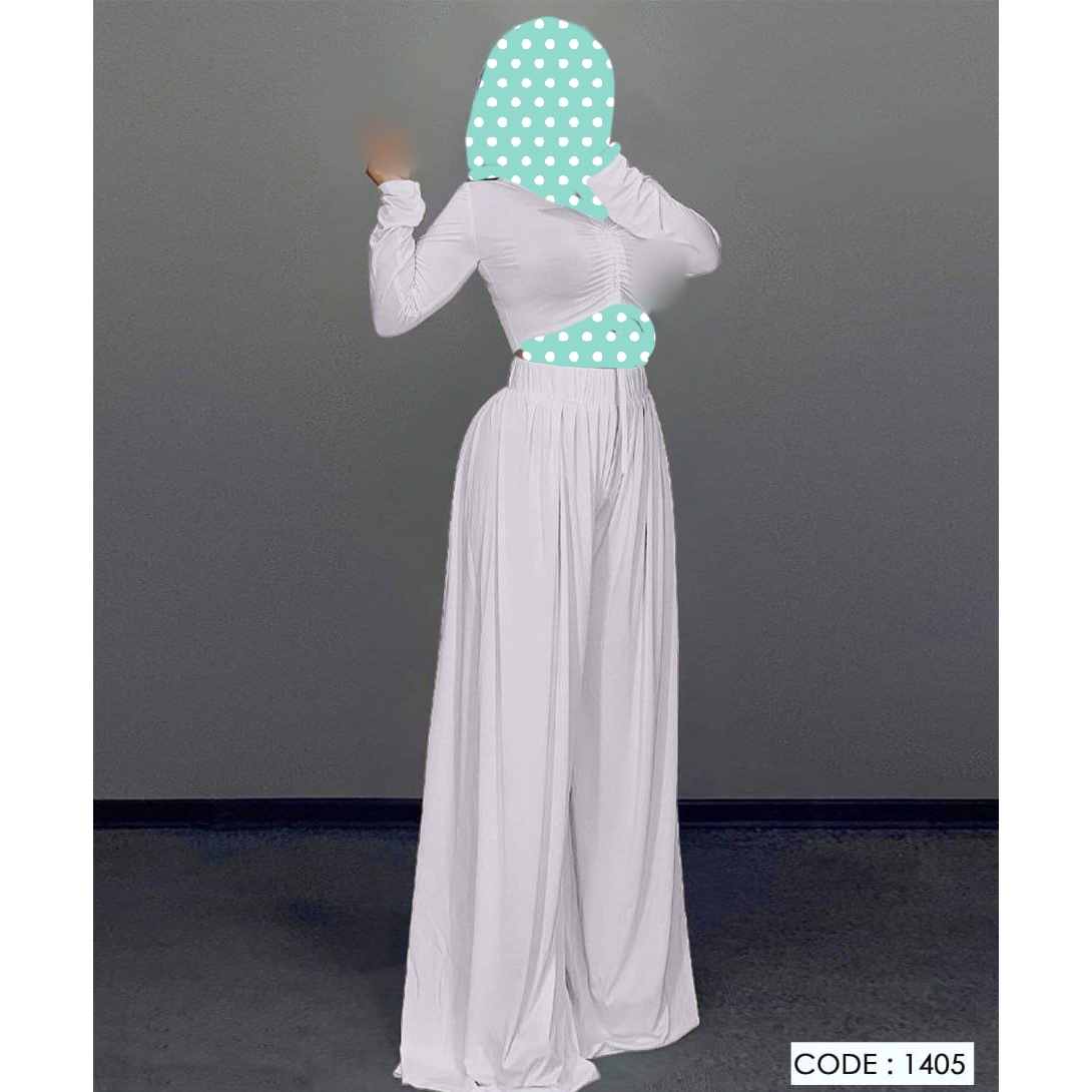 ست کراپ نیمتنه و شلوار پیله دار جنس سوپر فلامنت فری سایز ۳۶ تا ۴۴