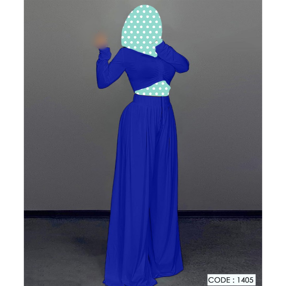 ست کراپ نیمتنه و شلوار پیله دار جنس سوپر فلامنت فری سایز ۳۶ تا ۴۴