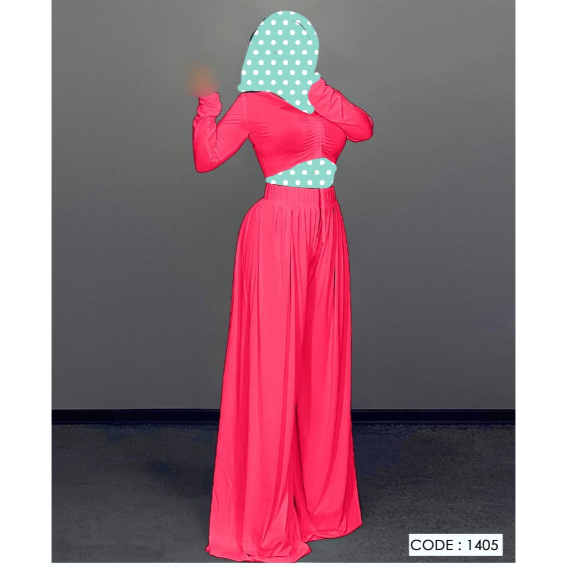 ست کراپ نیمتنه و شلوار پیله دار جنس سوپر فلامنت فری سایز ۳۶ تا ۴۴