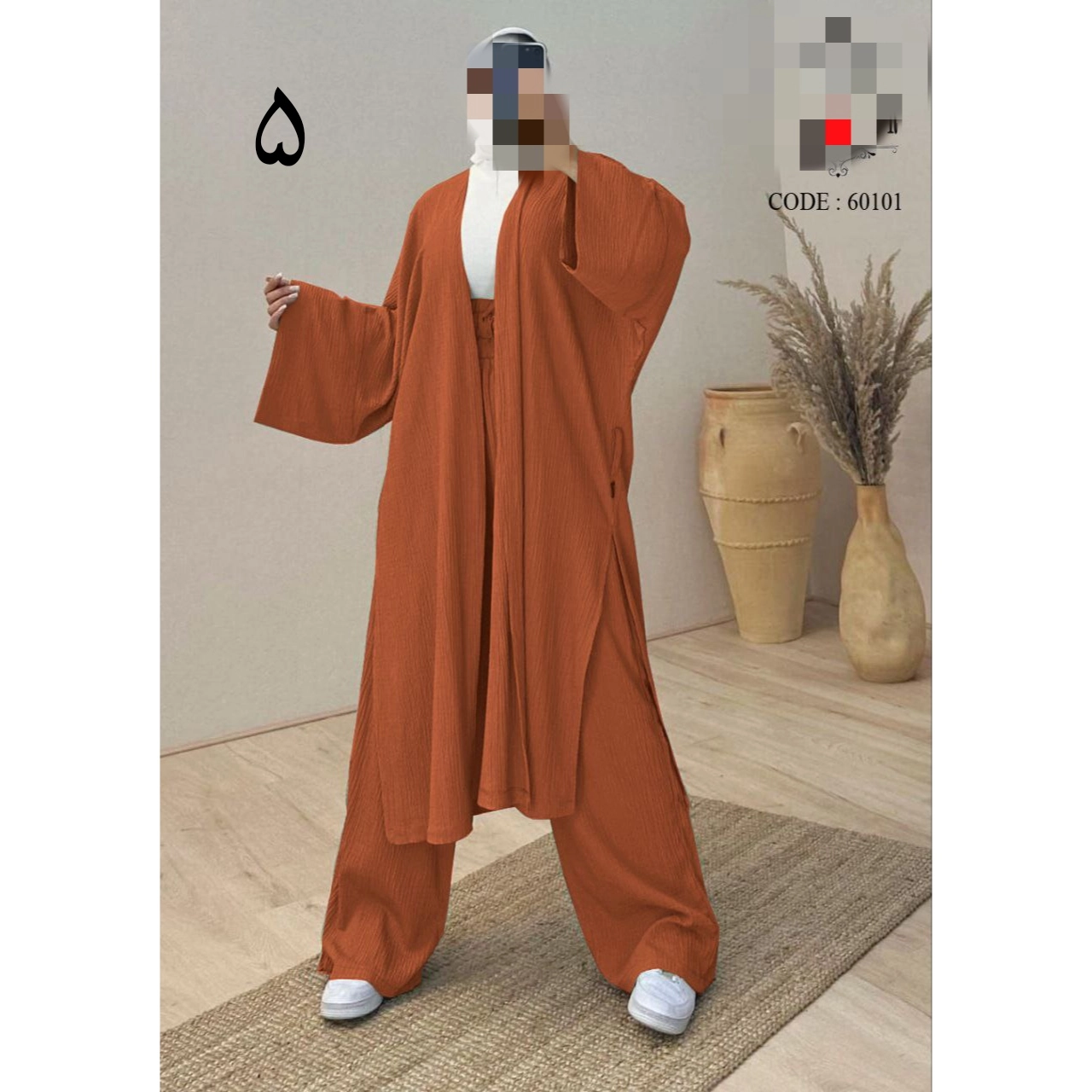 کد ۶۰۶۰۱ ست سه تیکه مانتو شلوار کمرگنی و کمربند لنین لینن شانتون فری سایز ۳۶ تا ۴۴ ایزی شاپ آنلاین