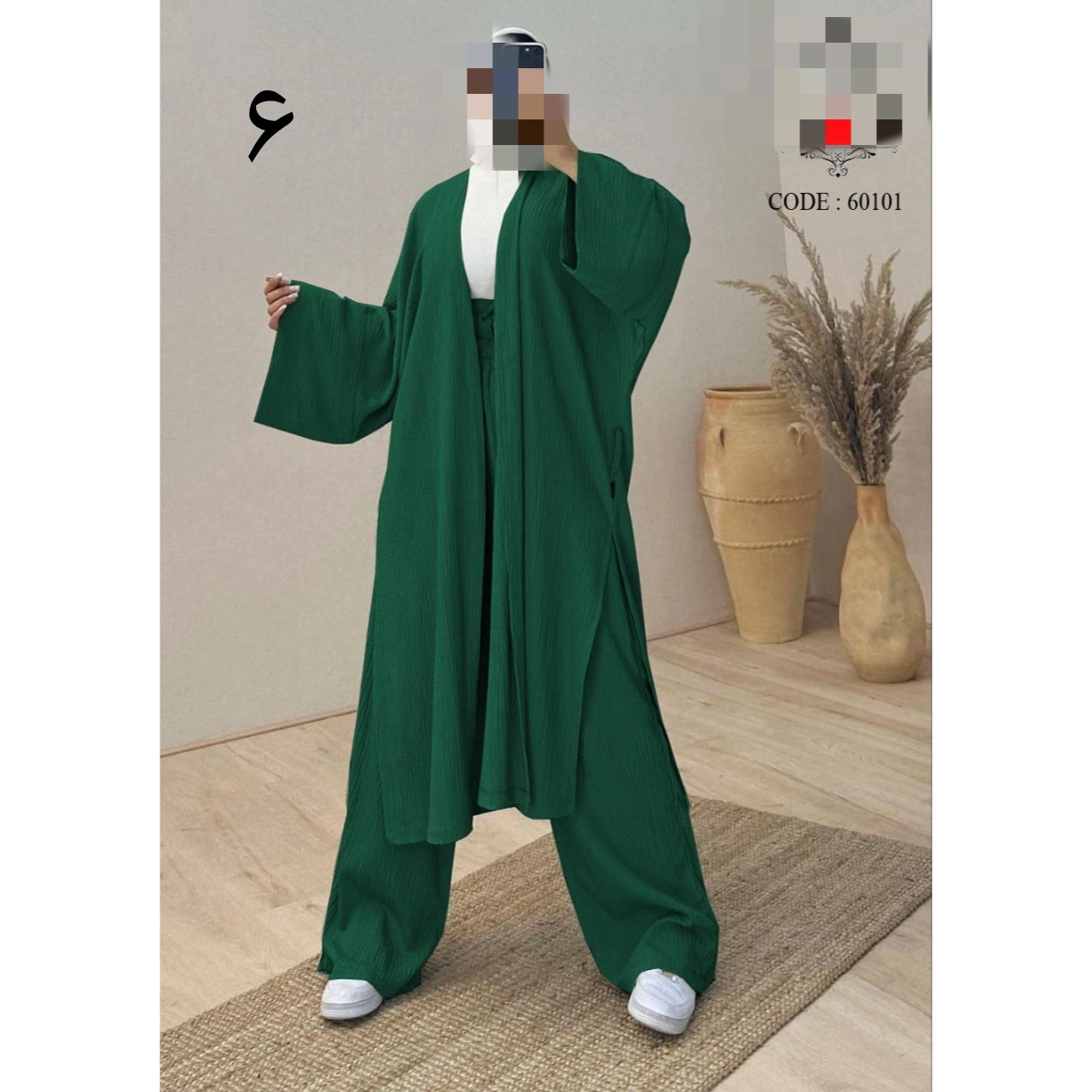 کد ۶۰۶۰۱ ست سه تیکه مانتو شلوار کمرگنی و کمربند لنین لینن شانتون فری سایز ۳۶ تا ۴۴ ایزی شاپ آنلاین