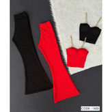 کد 1443 ست کراپ تاپ نیمتنه کاپدار و شلوار دمپا فانریپ کبریتی فری سایز ۳۶ تا ۴۲ ایزی شاپ آنلاین