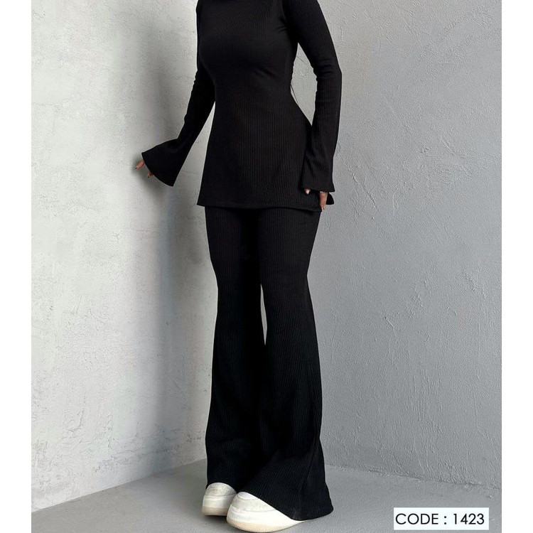 کد ۱۴۲۳ ست بلوز شومیز و شلوار بوتکات چاکدار فانریپ کبریتی فری سایز ۳۸ تا ۴۲