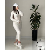 پیراهن تونیک ماکسی بلند یقه اسکی فری سایز 38 تا 42 به 44 جذب قد 127 آستین فینگری جنس فانریپ کبریتی