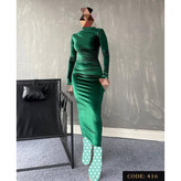 ماکسی تونیک پیراهن بلند مخمل کره ای فری سایز ۳۶ تا ۴۶ قد ۱۳۵