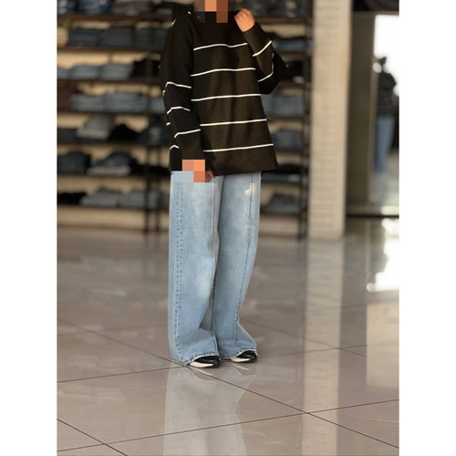 کد 02119 بافت راه راه ریز کلاه دار جنس لافت آکریل فری سایز ۳۶ تا ۴۸ قد ۷۰ ایزی شاپ آنلاین