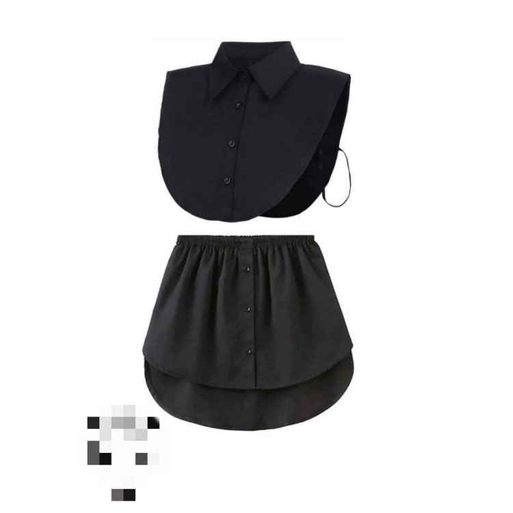 کد 60902 ست یقه و دامنک استایل فیک تترون فری سایز ۳۶ تا ۴۸ ایزی شاپ آنلاین