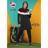 کد 8090 ست مانتو شلوار کلاه دار غواصی فری سایز ۳۸ تا ۴۴