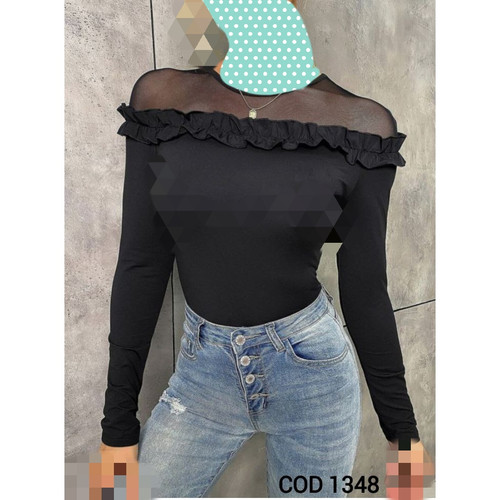 کد 1348 بادی توری مشکی فانریپ پنبه کبریتی فری سایز ۳۶ تا ۴۲