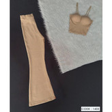 کد 1443 ست کراپ تاپ نیمتنه کاپدار و شلوار دمپا فانریپ کبریتی فری سایز ۳۶ تا ۴۲ ایزی شاپ آنلاین