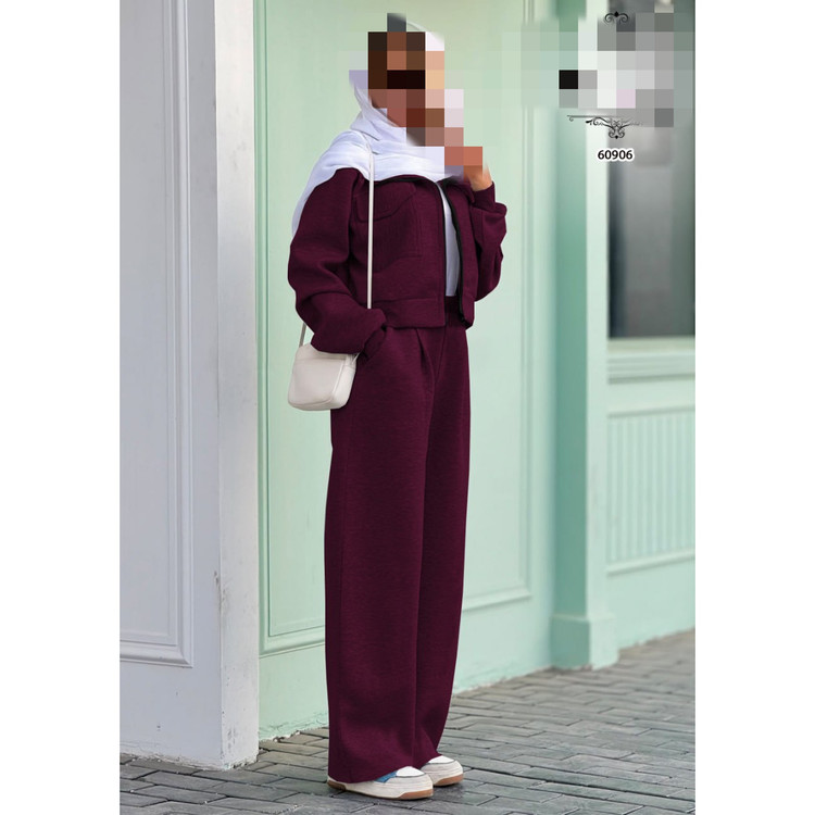 کد 60906 ست کت کوتاه هودی نیمتنه و شلوار بگ دورس تو کرکی فری سایز ۳۶ تا ۴۴ ایزی شاپ آنلاین