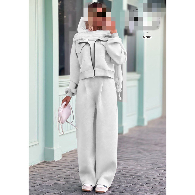 کد 60906 ست کت کوتاه هودی نیمتنه و شلوار بگ دورس تو کرکی فری سایز ۳۶ تا ۴۴ ایزی شاپ آنلاین