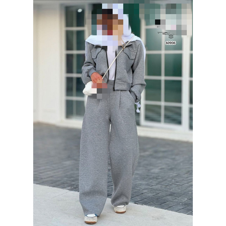 کد 60906 ست کت کوتاه هودی نیمتنه و شلوار بگ دورس تو کرکی فری سایز ۳۶ تا ۴۴ ایزی شاپ آنلاین