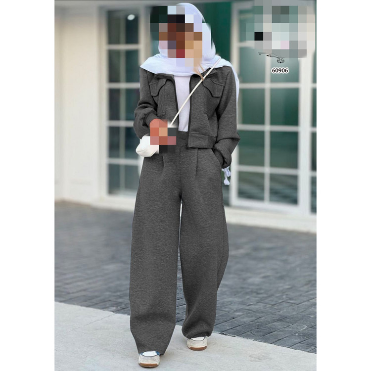 کد 60906 ست کت کوتاه هودی نیمتنه و شلوار بگ دورس تو کرکی فری سایز ۳۶ تا ۴۴ ایزی شاپ آنلاین