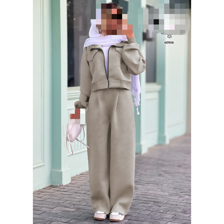 کد 60906 ست کت کوتاه هودی نیمتنه و شلوار بگ دورس تو کرکی فری سایز ۳۶ تا ۴۴ ایزی شاپ آنلاین