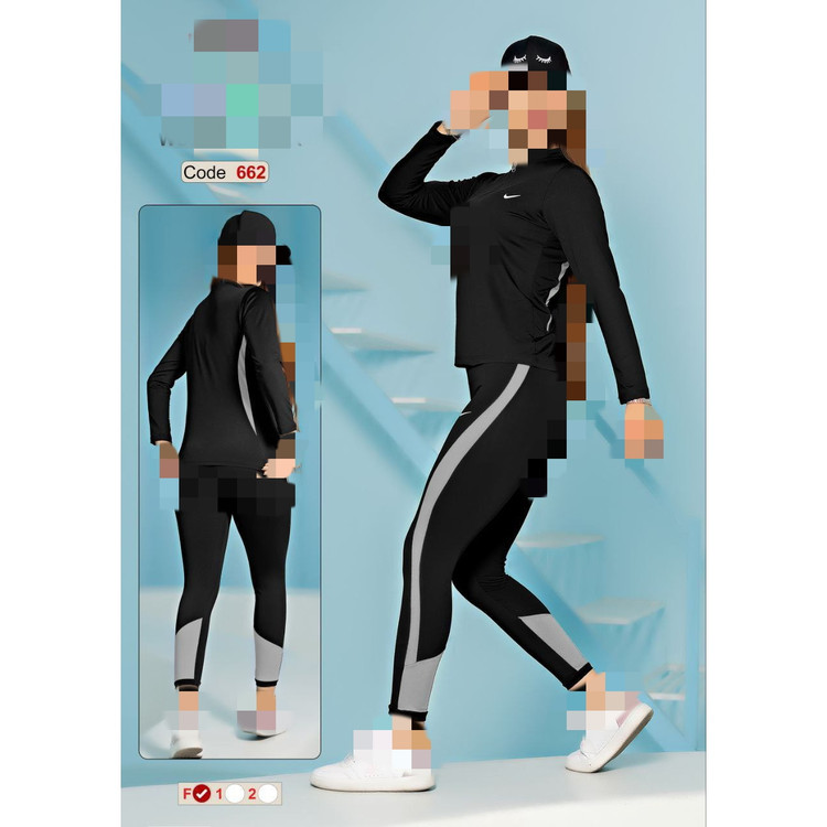 کد 662 ست بلوز سویشرت نیم زیپ و شلوار لگ کمرگنی ده سانتی فلامنت فول لاکرا فری سایز ۳۸ تا ۴۴