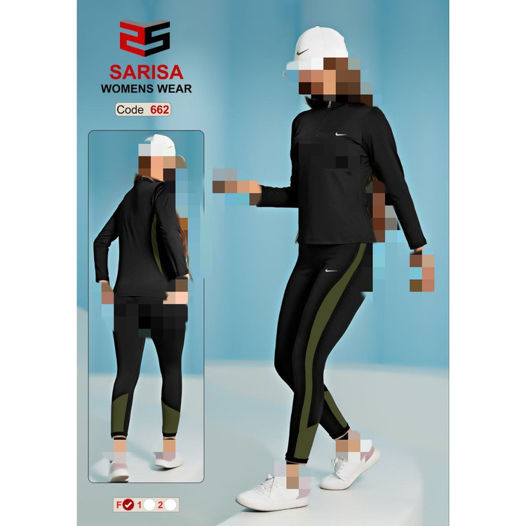 کد 662 ست بلوز سویشرت نیم زیپ و شلوار لگ کمرگنی ده سانتی فلامنت فول لاکرا فری سایز ۳۸ تا ۴۴