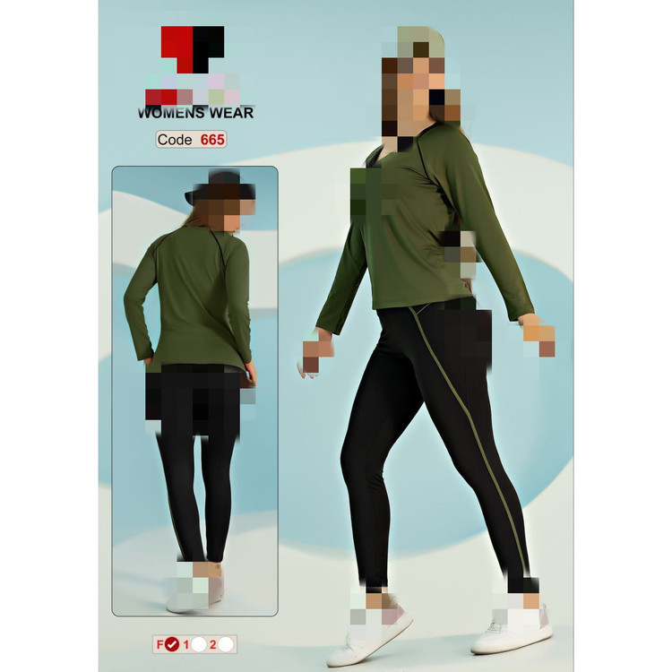 کد 665 ست بلوز تیشرت و شلوار لگ ورزشی کمر ۴ سانتی فلامنت فول لاکرا فری سایز ۳۸ تا ۴۴