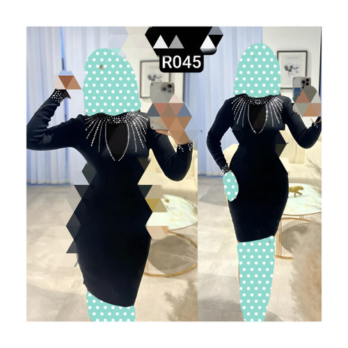کد R045 تونیک پیراهن شومیز ماکسی نگینی غواصی فری سایز ۳۸ تا ۴۲ ایزی شاپ آنلاین