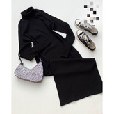 پیراهن تونیک ماکسی بلند یقه اسکی فری سایز 38 تا 42 به 44 جذب قد 127 آستین فینگری جنس فانریپ کبریتی