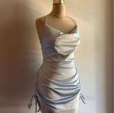 پیراهن تونیک شومیز بلوز بغل گت پشت بندی ساتن قد حدودا ۸۰ فری سایز ۳۶ تا ۴۲