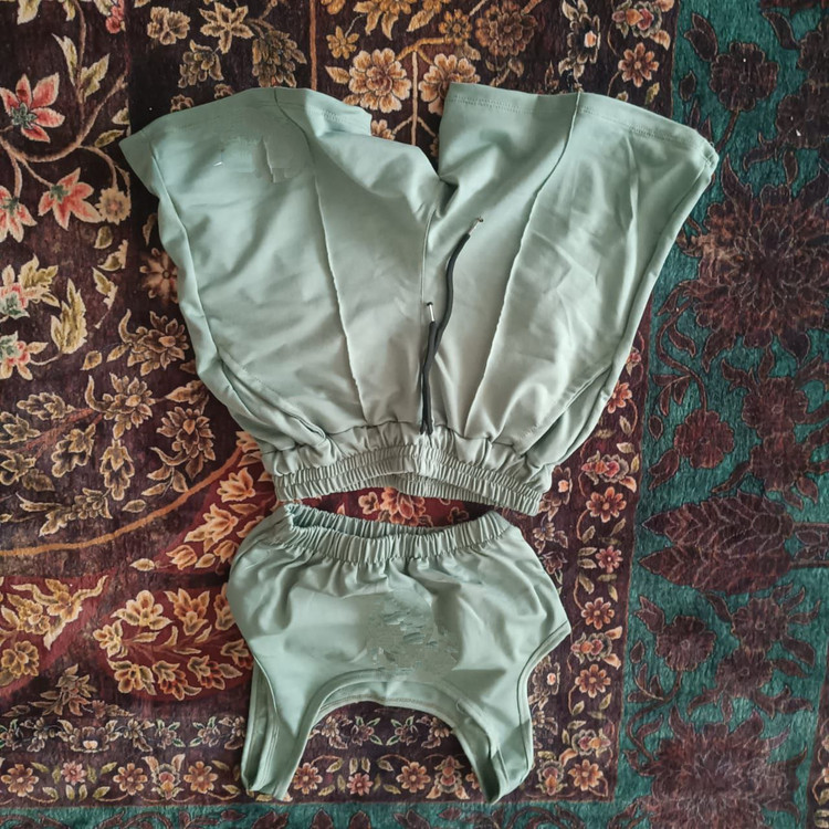 B&T کد 1925 ست نیمتنه کراپ تاپ تاپی و شلوارک شورتک گلکسی الو alo و نایک و میومیو فری سایز ۳۶ تا ۴۴ ایزی شاپ آنلاین b&t
