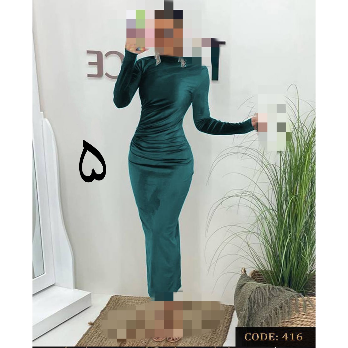 ماکسی تونیک پیراهن بلند مخمل کره ای فری سایز ۳۶ تا ۴۶  قد ۱۳۵