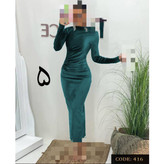 ماکسی تونیک پیراهن بلند مخمل کره ای فری سایز ۳۶ تا ۴۶ قد ۱۳۵