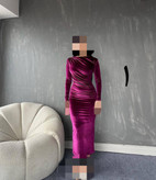 ماکسی تونیک پیراهن بلند مخمل کره ای فری سایز ۳۶ تا ۴۶ قد ۱۳۵