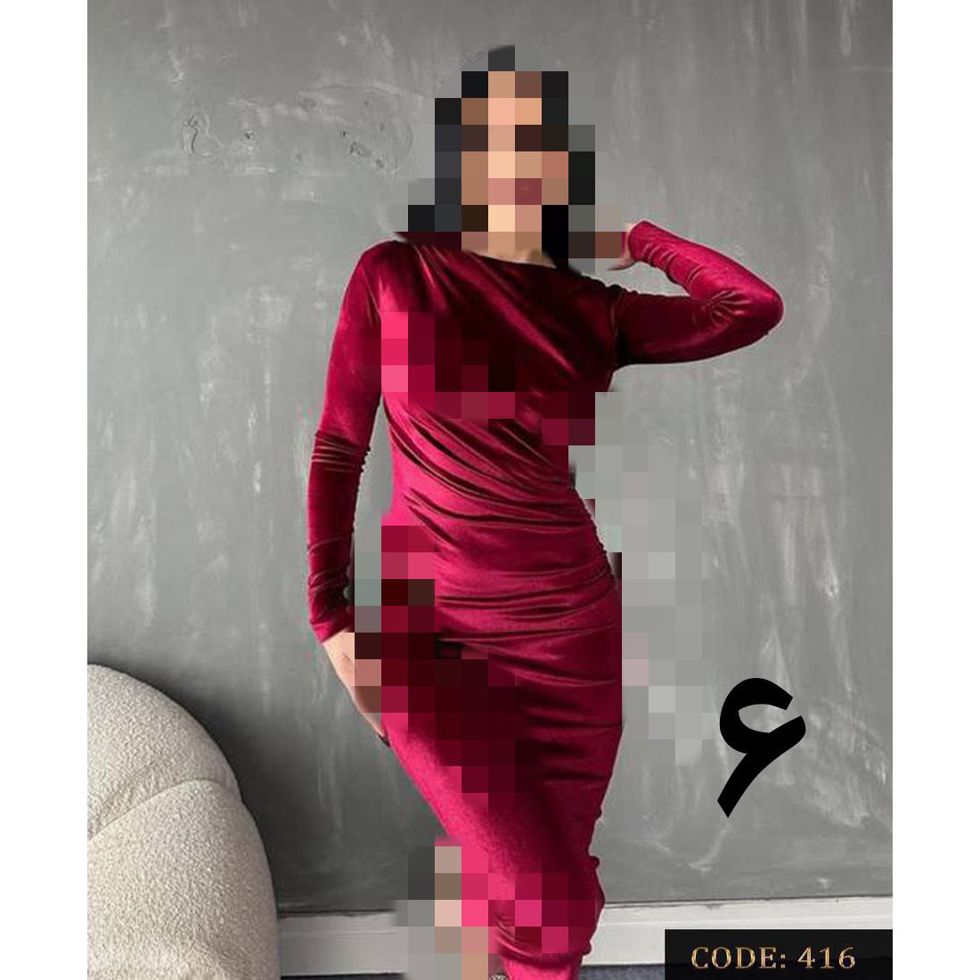 ماکسی تونیک پیراهن بلند مخمل کره ای فری سایز ۳۶ تا ۴۶  قد ۱۳۵