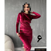 ماکسی تونیک پیراهن بلند مخمل کره ای فری سایز ۳۶ تا ۴۶ قد ۱۳۵