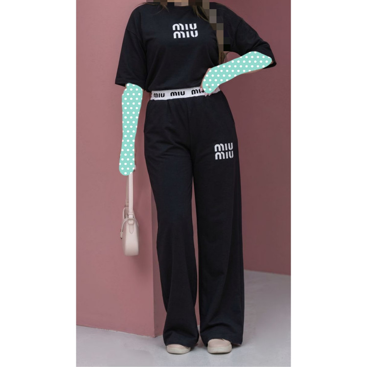 B&T ست تیشرت شلوار میومیو MIU MIU و بلک BLACK گلکسی فری سایز 36 تا 44 ایزی شاپ آنلاین