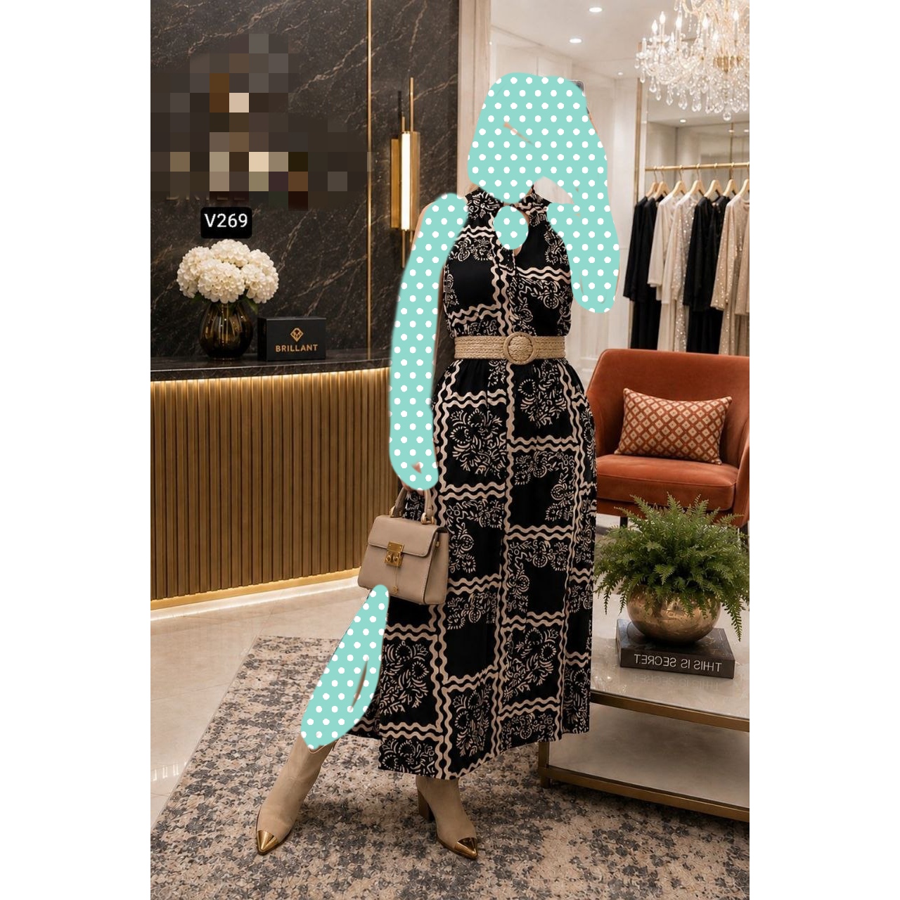 کد V269 پیراهن ماکسی طرح دار فلامنت فری سایز 38 تا 44 ایزی شاپ آنلاین